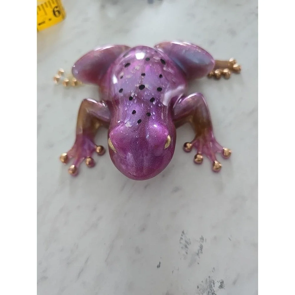 Purple Resin Frog Home Decor Figure Handmade 713
